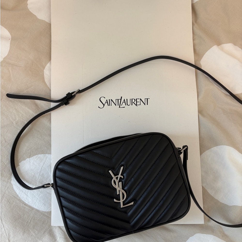 Saint Laurent Black Chevron Crossbody Bag
